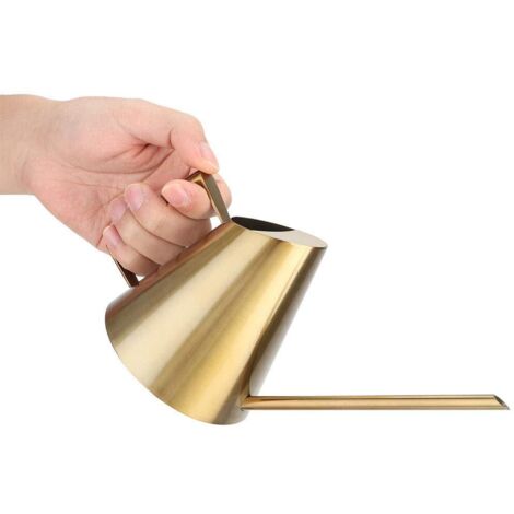 Arrosoir en Acier Inoxydable 400ml, Long Bec Pot d’Arrosage Mini Arrosoir en Métal,Arrosoir en Acier Inoxydable 400 ML,Petit arrosoir à Bec Long en Metal pour Plantes l'intérieur et l'extérieur, doré