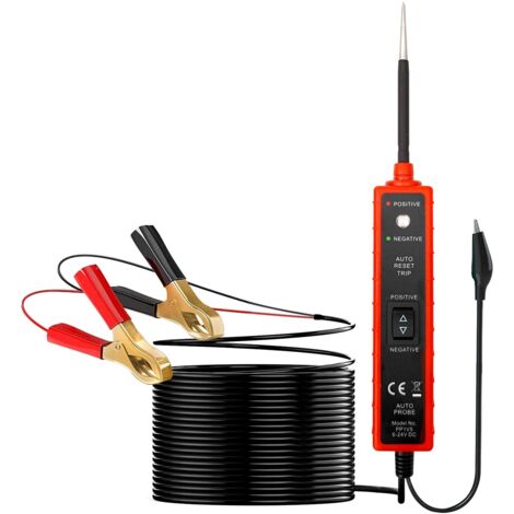 Testeur de Système Électrique Circuit Automobile DC 6-24V, Détecteur de Circuit, Analyseur de Circuit, Sonde de Puissance, Test de Continuité, Test de Court-circuit, Identification de Polarité