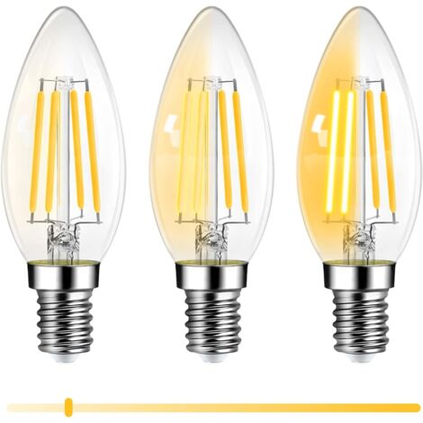 Ampoule LED E14 Bougie, 6W Ampoule LED Dimmable, Équivalent Incandescente 60W, 600LM Ampoule LED 2700K Blanc Chaud, Économie d'énergie pour Lustres, Lampes Murales,220V, Lot de 3 [Classe énergétique F