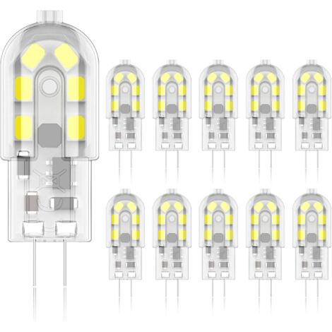 G4 2W LED Ampoule, 20W Ampoules Halogènes équivalentes, Blanc froid 6000k,200Lm,12x SMD,12V AC/DC-Pack de 10 [Classe énergétique A+] (1/5)