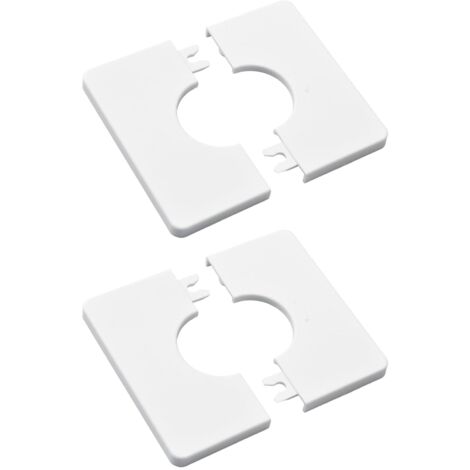 Lot de 2 cache-tuyaux carrés autocollants en plastique ABS pour tuyau de douche de 32 mm de diamètre (blanc)