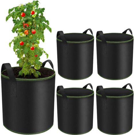 Sac de Plantation 5 pièces 30L, Sac Plantation Pomme de Terre, Sacs à Plantes de Tomate avec Poignées, Sacs de Culture en Tissu Non tissé Pots pour Plantes, Fleurs, Fraises