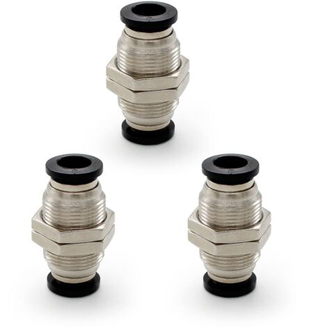 3 Pièces Connecteurs Pneumatiques, Raccord de Cloison Pneumatique, Connecteur Rapide Pneumatique Diamètre du Tuyau Raccordable 8 MM
