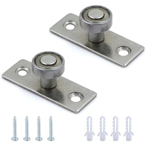 Lot de 2 ferrures de porte coulissante en métal - Système de porte coulissante - Système de guidage de fenêtre et de porte - Montage mural pour dessous de porte - Argenté