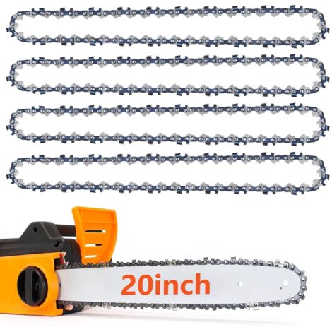 Lot de 4 chaînes de tronçonneuse 3/8" LP Pas 0,058" (1,5 mm) pour barre de 50 cm, 76 maillons d'entraînement – Chaîne de tronçonneuse à faible retour, chaîne de rechange compatible avec plus et