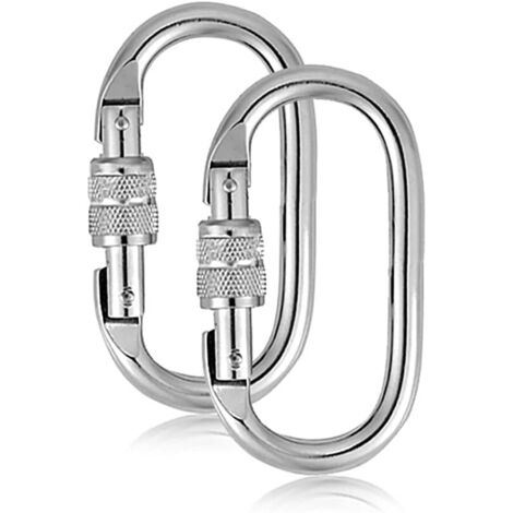 2 pcs Mousqueton Escalade 25kN, mousquetons Inoxydable O Mousqueton à Verrouillage avec Fermoir à vis pour l'escalade, la Descente en Rappel, hamacs, Laisse pour Chien, Bouteille