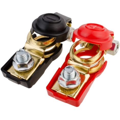 Cosse Batterie Bornes de Batterie Connecteurs de Batterie, Coupe Batterie pour Bateau/Camion/Voiture/Van, Rouge et Noir, Positive et Négative (1 pair)