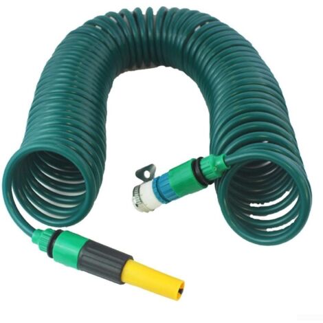Tuyau spiralé de 5 m, 10 m, 15 m, rétractable, flexible, avec douchette d'irrigation et raccord de robinet, pour arrosage de jardin et lavage de voiture (10 m) (1/5)