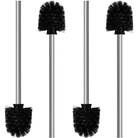Jeu de 4 Brosses à Toilettes - Brosse à chiottes de 8 cm de diamètre - Balai de Nettoyage pour WC avec Manche en Acier Inoxydable - Balayette WC au Design élégant et Classe