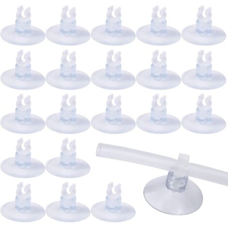 20 Pcs Ventouses Transparent pour Aquarium, 5mm Ventouses Aquarium avec Porte-Tube Clips Pinces pour Poissons d'Aquarium Ventouses Pompe à Air