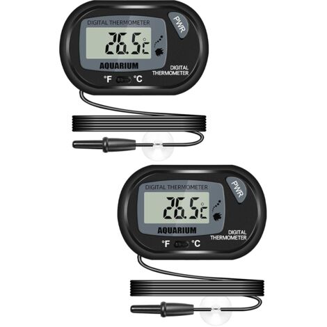 Thermomètre LCD Numérique d'aquarium avec Ventouses et Sonde Étanche pour Aquarium Fish Tank, Vivarium Reptile Terrarium (2PCS)