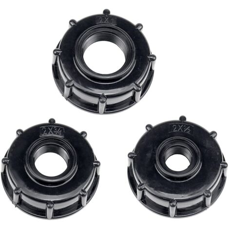3 Pièces IBC Adaptateur de Réservoir, De Vidange Plastique Eau Réservoir Couvercle Adaptateur, S60x6 IBC Adaptateurs Raccords 1/2 3/4 1 Pouce Noir (1/5)