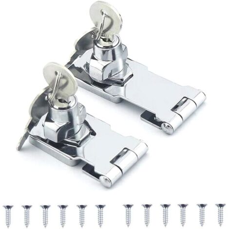 2 pcs Moraillon de Verrouillage en Acier Inoxydable Boulon de Porte Loquet Boucle avec Cadenas et Clé, pour Portes et Placards, Tiroirs, Portes et Serrures Avec (6.4cm et 7.9cm) (1/5)