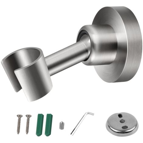 Support de Douche, Support Douche en Acier Inoxydable, Rotation Sphérique pour Ajuster Support Douche Mural, Installation Perforée, L'angle peut Être Ajusté Selon les Besoins (1/5)