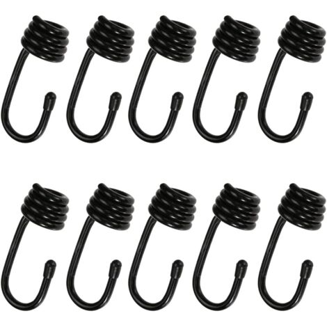 Crochet de corde en spirale, 10 pièces, crochet de corde en métal absorbant les chocs, crochet de fil en spirale recouvert de plastique pour cordon élastique, rallonge
