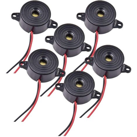 Buzzer Électronique 12v Buzzer DC 3-24V Sirène 12v Buzzer 85dB Alarme Électronique Buzzer pour  6 Pièces, Longueur du Câble 120 mm