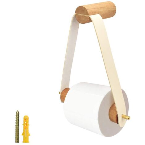 Porte-Papier Hygiénique Mural en Bois Porte-Papier Hygiénique Porte-Rouleau en Bois 18CM 20CM Porte-Papier Hygiénique Salle de Bain, Cuisine, Dortoir, Hôtel (Blanc) (1/5)