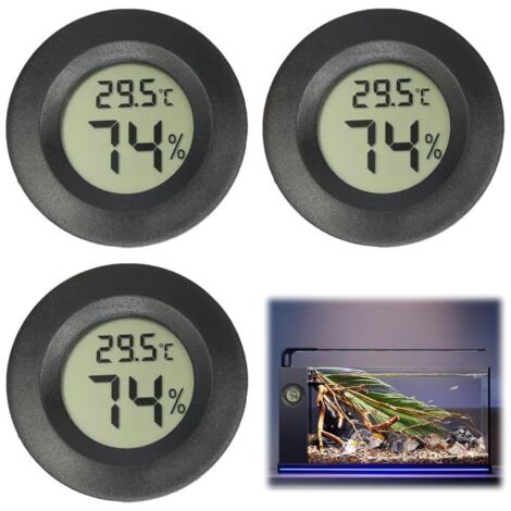 Thermomètre Hygromètre Mini Digital LCD Température Humidité Portable Thermo Indicateur, 3 Pièces Mini cercle LCD Digital Thermomètre Hygromètre, pour Bureau Cuisine Humidors Incubateurs Reptiles