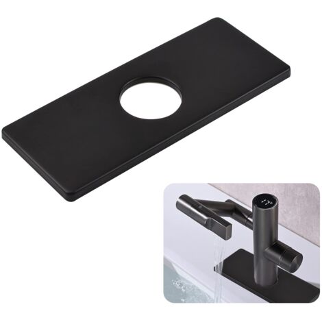 Plaque de robinet, couvercle en acier inoxydable pour robinet de cuisine, robinet de cuisine à trou unique, bouchon rond pour salle de bain et cuisine (16 x 6,5 cm)