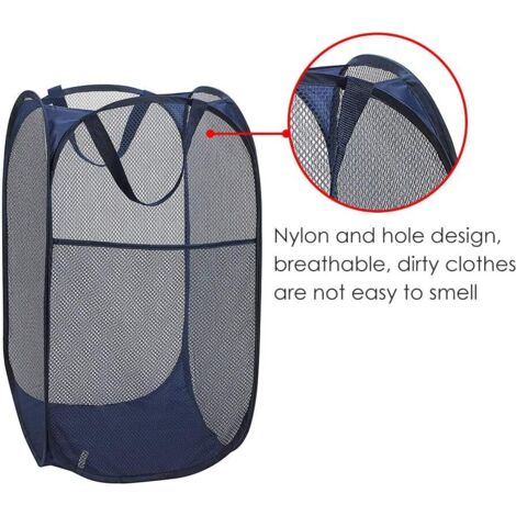 Panier à Linge Pliable Pop-Up En Maille Respirante – Grand Format Beige, Idéal Famille, Voyage, Dortoir Ou Camping