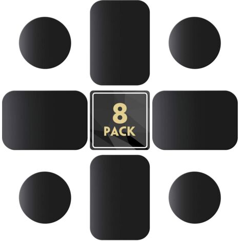 Plaques de métal Lot de 8 pour Support téléphone Voiture magnétique, Plaque de métal Mince avec Adhésif pour Aimant de téléphone - 4 Rondes et 4 Rectangles (1/5)