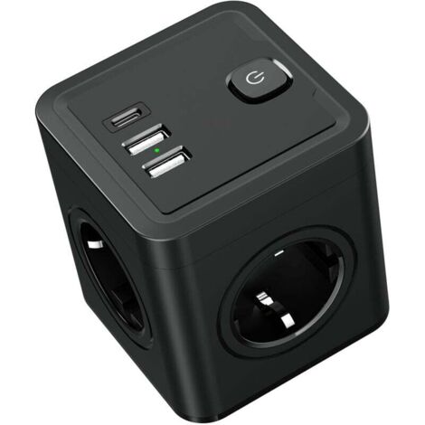 7 en 1 Multiprise Murale USB, Multiprise 4 Prises 1 Port USB-C et 2 Port USB, Prise Multiple USB 4000W pour Bureau, Maison
