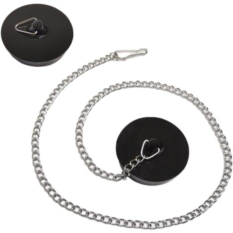 Bouchon Baignoire Universel[2 Pièces], Bouchon d'Evier avec 50cm Chaîne à Billes, Ø 45.6 à 42mm, Bouchon d'Evier Cuisine, pour Évier, Salle de Bain et Cuisine