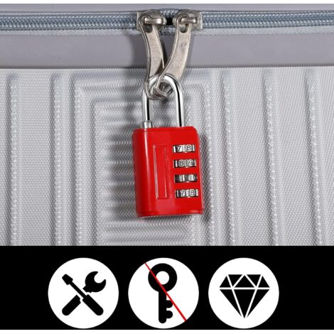 Lot De 2 Cadenas à Code 4 Chiffres – Petit Cadenas Combinaison Résistant Pour Valise, Casier, Voyage, Boîte à Outils (Argent & Noir)
