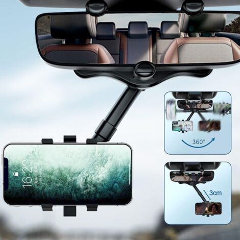 Support pour téléphone portable de voiture, support pour téléphone portable pour rétroviseur de voiture, support pour téléphone portable pour voiture à rotation 360 (1/5)