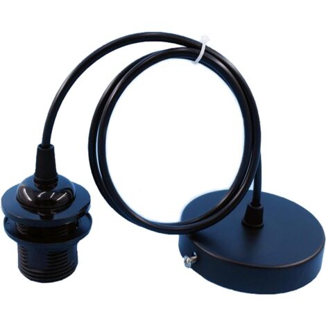 E27 Porte Lampe Suspension, E27 Pendentif Lampes Suspendues Accessoires, E27 Lampe Suspendue Accessoires Avec 1m Câble, pour Bar, Café, Magasin de Vêtements, Maison, Hôtel (Noir) (1/5)