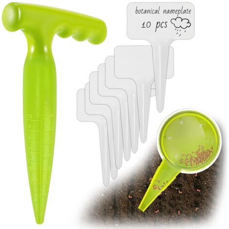 1Pcs Plantoir à Bulbes avec Pointe, Plantoir a Bulbe Jardinage, Outil Plantoir à Bulbes avec Mesure, 1 Jardinière + 10 Étiquettes - Outil Idéal pour Planter pour Fleurs, Oignons, Semis (1/5)