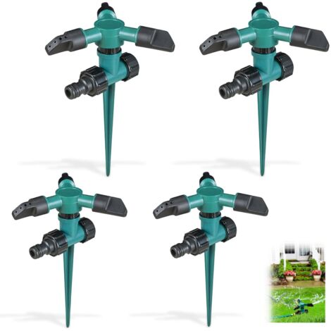 Lot de 4 arroseurs de pelouse rotatifs à 360° pour systèmes d'irrigation de jardin et irrigation pastorale - Prise de terre