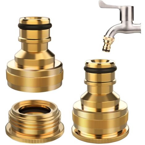 Connecteur de robinet-2 pièces, 1/2 pouce et 3/4 pouce BSP 2-en-1 Adaptateur femelle de robinet fileté, raccord pour robinets filetés, connecteur de robinet de jardin