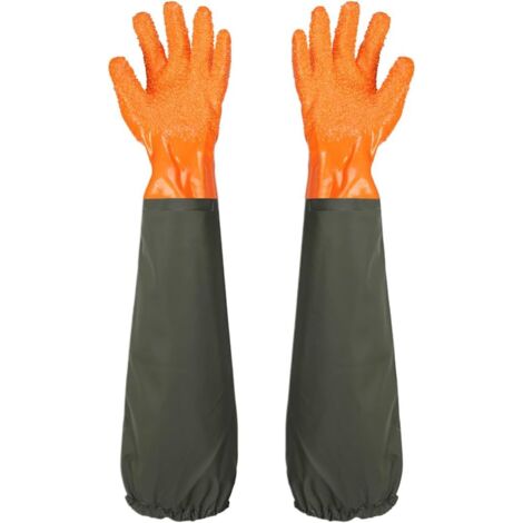 Dépolie Étanche Gants Allonger Gants en Caoutchouc Gants de Nettoyage D'étang Doublure Poignets Élastiques