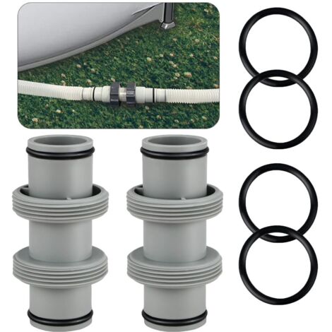 Raccord Tuyau Piscine 38mm,Raccord Pompe Piscine,Connecteur de Tuyau de Piscine pour Tuyau de Ø 38 mm, Adaptateur de Tuyau de Piscine pour Intex Coleman(2 PCS)