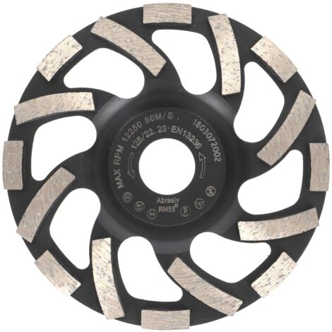 Meule diamantée professionnelle Abrasif 125 mm x 22,2 mm Plateau de ponçage Chape, asphalte, crépi, matériaux de construction abrasifs