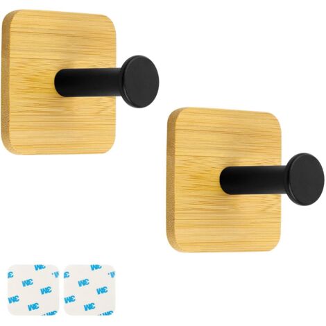 2 Pièces 35 mm Patere Murale Bois, Givré Crochets Muraux en Bois, Porte Manteau Mural Bois sans Perçage, une Combinaison D'éléments Industriels et Naturels