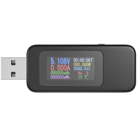 Testeur USB Voltmètre Multimètre USB Testeur de tension Testeur de courant de tension Compteur de puissance USB, Voltmètre à affichage couleur Ampèremètre Tension Courant 0-5.1A 4-30V