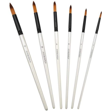 6 Pinceaux Peinture Acrylique Professionnel Rond Pointu Ensemble de Pinceaux pour Acrylique, Huile, Gouche et Aquarelle