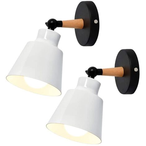 2 Packs Appliques Murales Vintages Industrielles Plafonniers Luminaires E27 en Métal Réglable Lampe Murale Interieur Rétro pour Chambre Cuisine Restaurant (pas d'interrupteur, Blanc) NPTERBL (1/5)