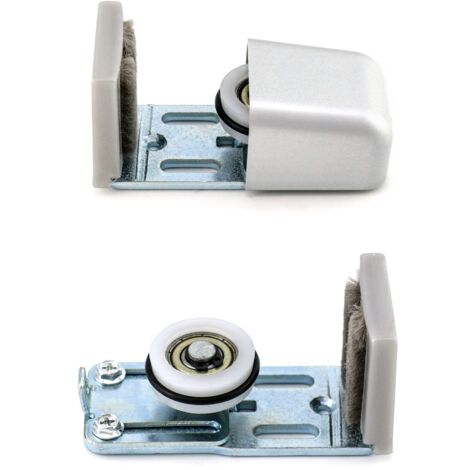 Porte Guide Inférieur, ajustable guide de plancher, roues anti-rayures avec roulement à billes, pour porte coulissante à cadre, argent, 2 pièces