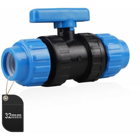 Connecteur en PP pour Tuyau d'eau, Connecteur de Serrage pour Tuyaux en PE, 32mm (Bleu) (1/5)