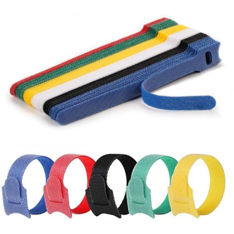 60 Pcs Attache Cable 15 cm Réutilisables Serre Cable Reglable Sangles Câbles à Crochet et Boucle Organisateur Rangement Cable 6 Couleurs