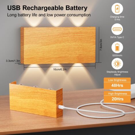 JOPWUE Lampe Murale Sans Câble, Dégradé De 7 Couleurs, Réglable