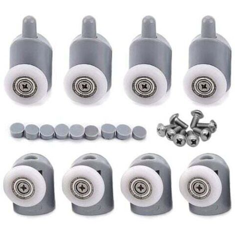 Lot de 8 roulettes de porte de douche 23 mm, roulettes de porte de salle de bain coulissante (1/4)