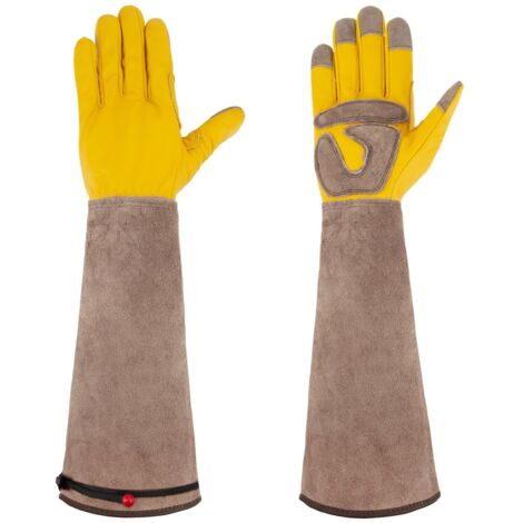 Gants de Jardinage avec Protection des Avant-bras pour Hommes/Femmes, Gants de Travail en Cuir de Vache Durables pour Jardinier et Fermier (1/5)