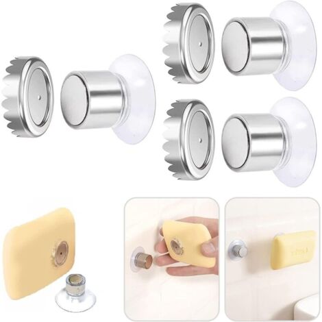Lot de 3 Porte-Savon Magnétique à Ventouse Porte Savon Aimanté Douche Mural Acier Inoxydable Support Mural sans Perçage Salle Bain Cuisine WC (3PCS-Cylindrique) 3, 1 x 1, 9 6 cm