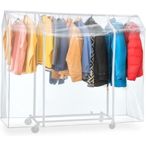 1 PC (18050150cm)BIG Grande Housse de Protection pour Portant à Vêtements, Plastique Waterproof Transparent, Ouverture et Fermeture Faciles, Portant non Inclus
