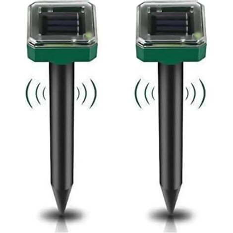 Lot de 2 répulsifs anti-taupes à énergie solaire pour jardin, répulsif antiparasitaire étanche IP65 pour gopher, campagnol et serpent – Répulsif animal haute sensibilité pour pelouse, jardin, cour