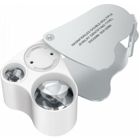 30x 60x Loupe pliante à lumière LED à double lentille